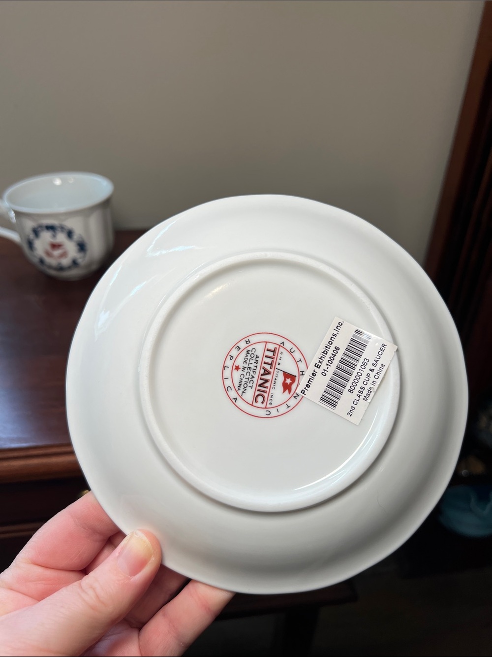 RMS Titanic 2nd Class Authentic Replica Coffee Tea Cup & Saucer White Star Line - Picture 5 of 10